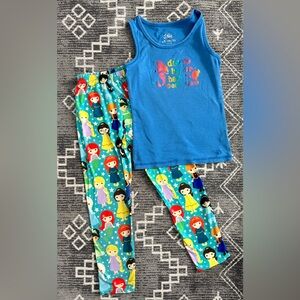 Disney princess girls leggings 7/8 and Justice Ariel tank 6/7